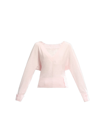 Batwing Sleeves V-Neck Sweater/Lace Camisole FRA0460