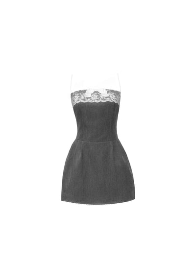 Lilac Lace Stitching Suspender Dress FRA0352