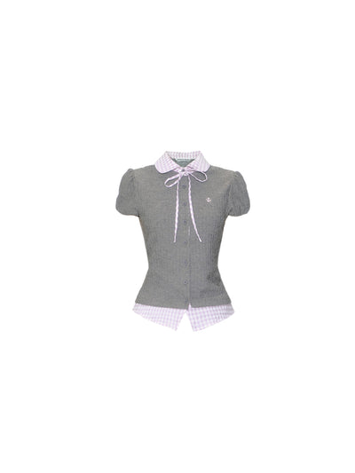 Fake Two-piece Plaid Top/Shorts FRA0340