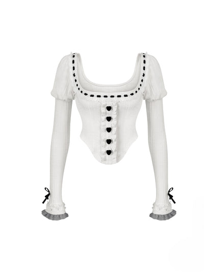 Gray Cat Doll Suspender Skirt/Lace Top/Cape SER0194