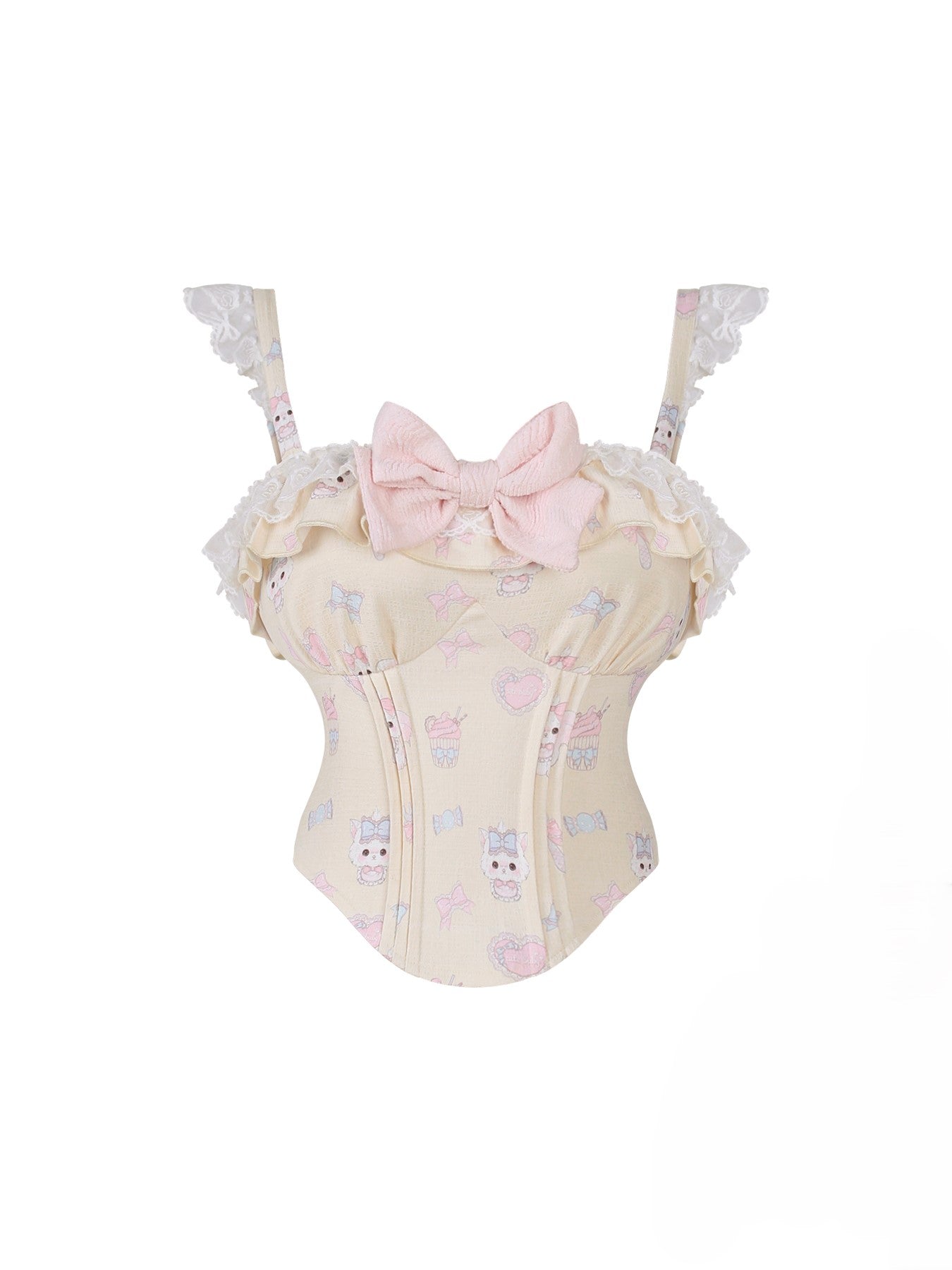 Pudding Kitten Print Camisole/Cardigan/Skirt SER0160
