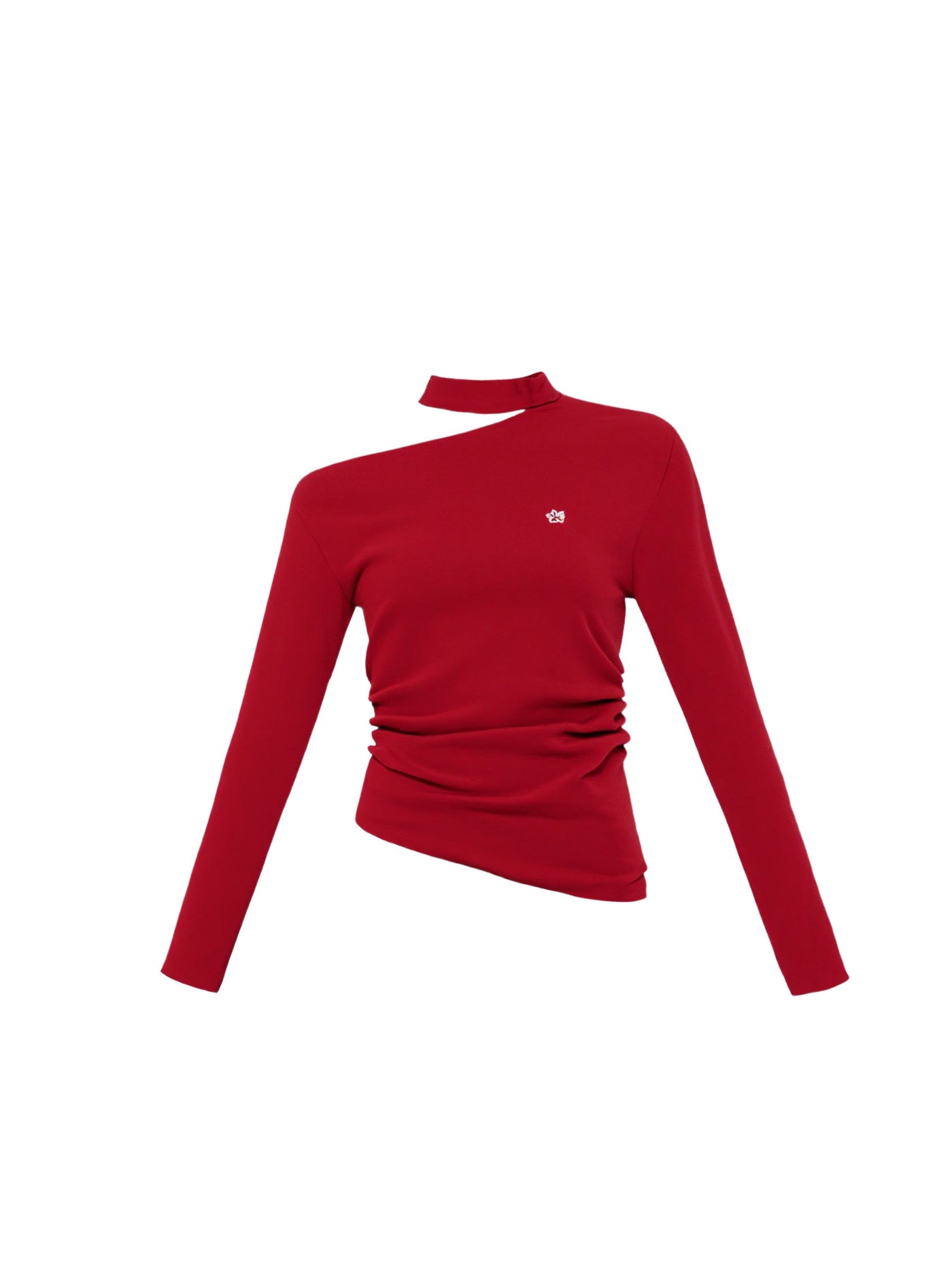 Red Off-shoulder Cotton Sweater FRA0489