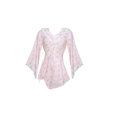 Rabbit Pink Kimono Top/Apron SER0141
