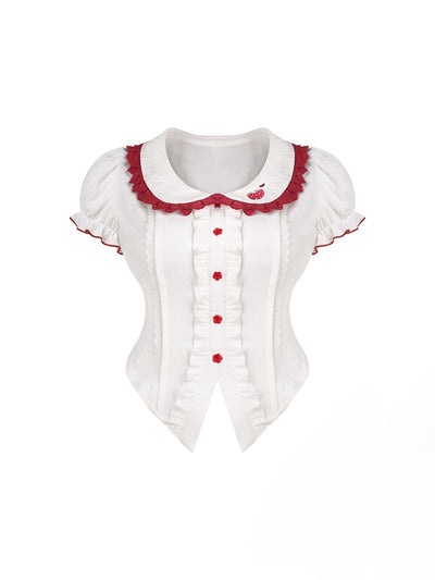 Polka Dot Lace Bow Shirt/Apron/Skirt SER0168