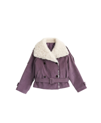 Purple Retro Suede Large Lapel Coat FRA0508