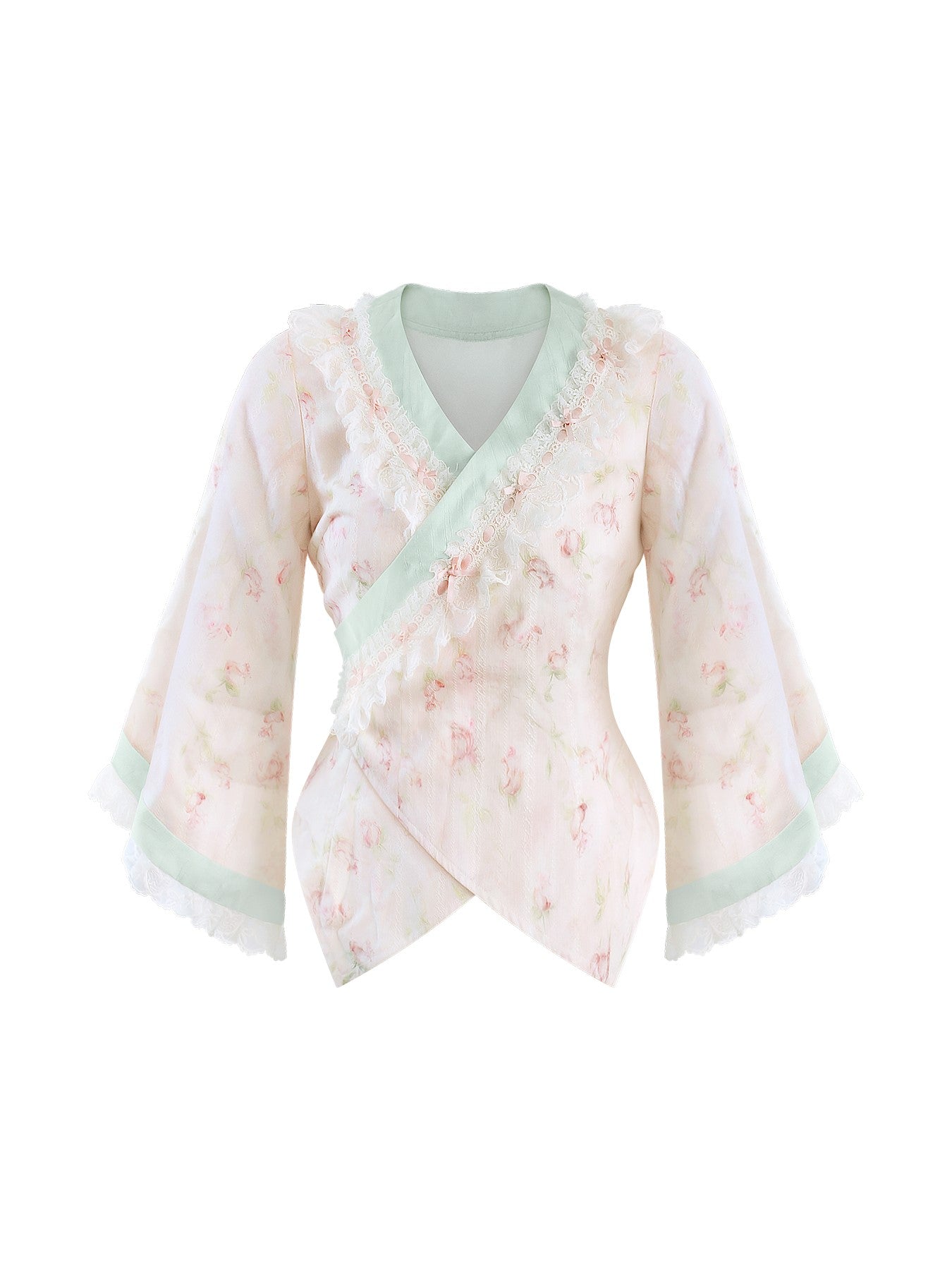 Pink Print Top/Cake Skirt/Waist Bow Belt SER0155