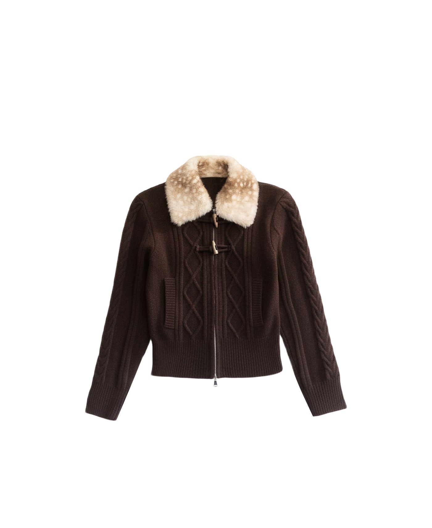 Horn Button Retro Cable Knit Cardigan FRA0498