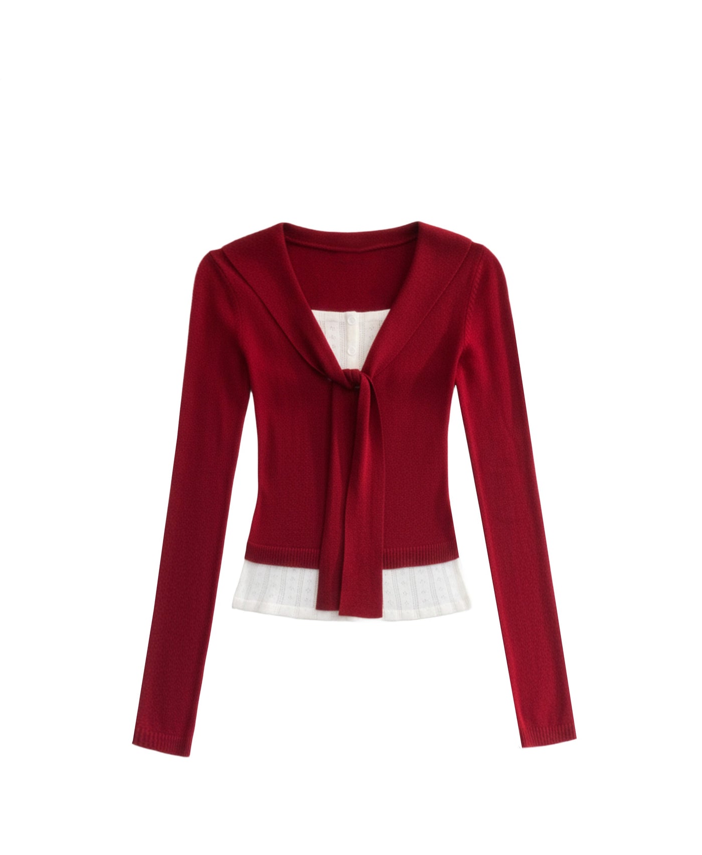 Fake Two Piece Tie Short Sweater FRA0507