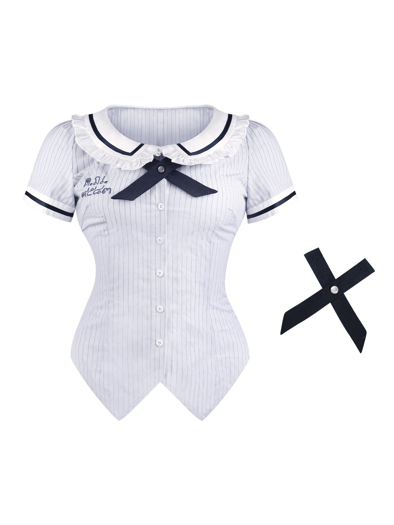 Bow Tie Blue Shirt/Pleated Skirt SER0157