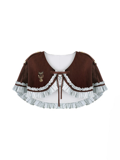 Brown Cape/Striped Top/Cake Skirt SER0153