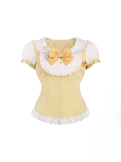 Egg Yellow Bow Lace Shirt/Cake Skirt SER0165