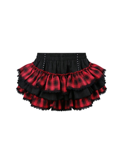 Bow Tie Sleeveless Top/Red Checkered Skirt SER0170