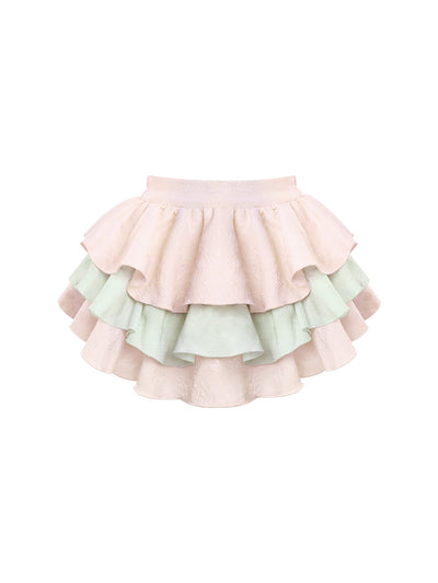 Pink Print Top/Cake Skirt/Waist Bow Belt SER0155