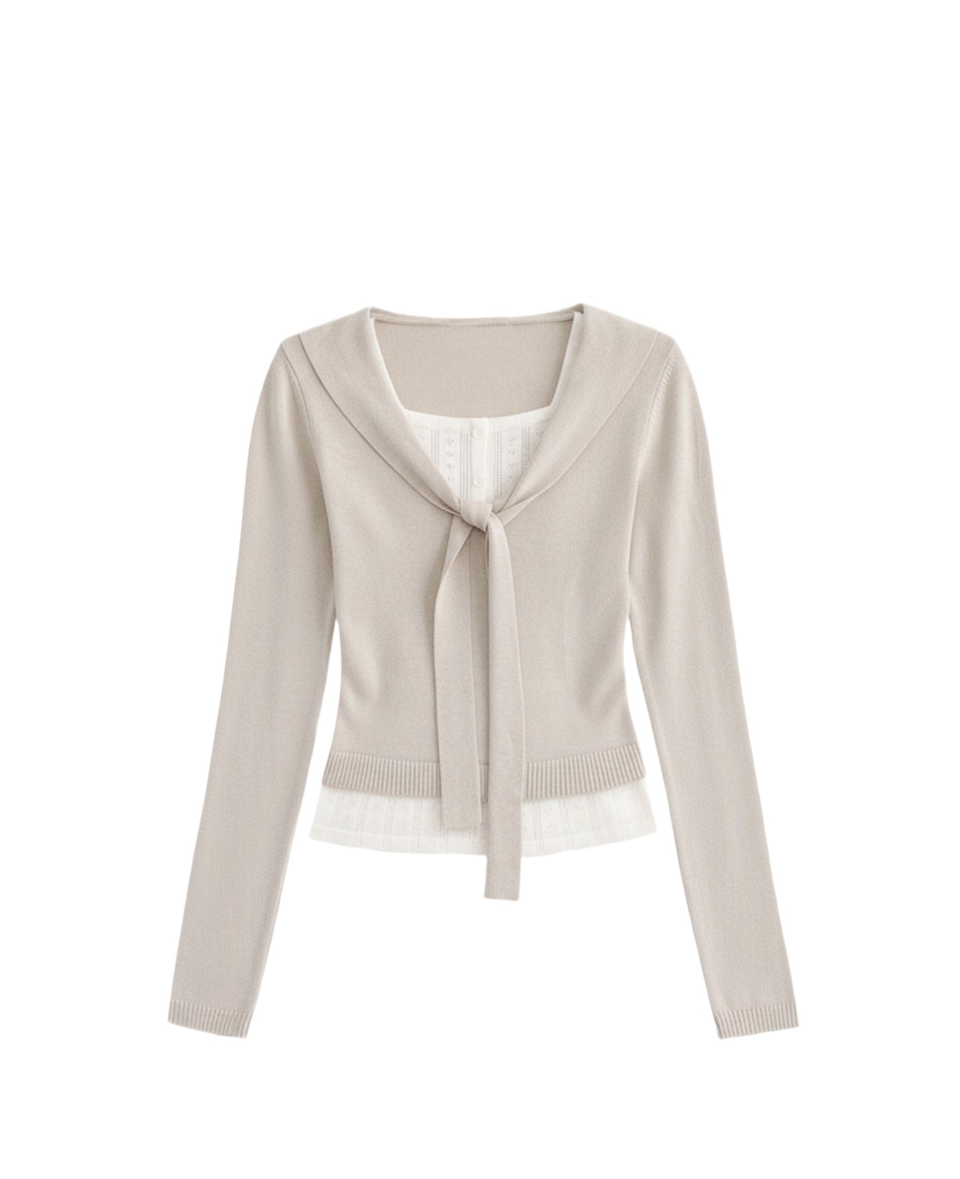 Fake Two Piece Tie Short Sweater FRA0507