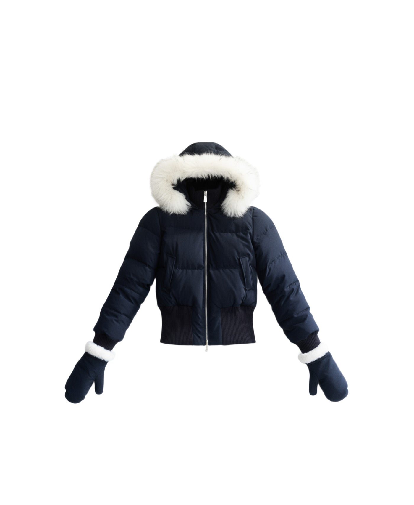 Fur Collar Two-Tone Short Down Jacket FRA0495