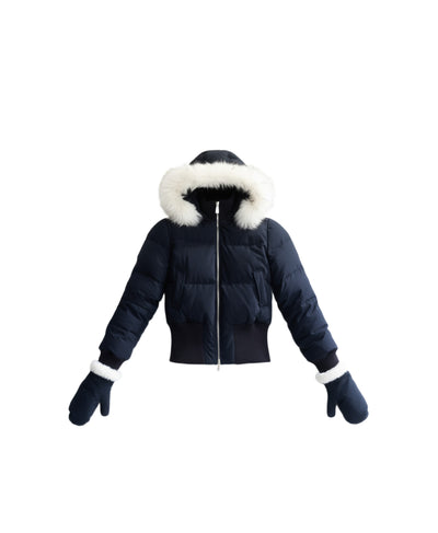 Fur Collar Two-Tone Short Down Jacket FRA0495