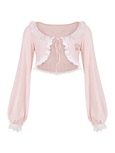 Pudding Kitten Print Camisole/Cardigan/Skirt SER0160