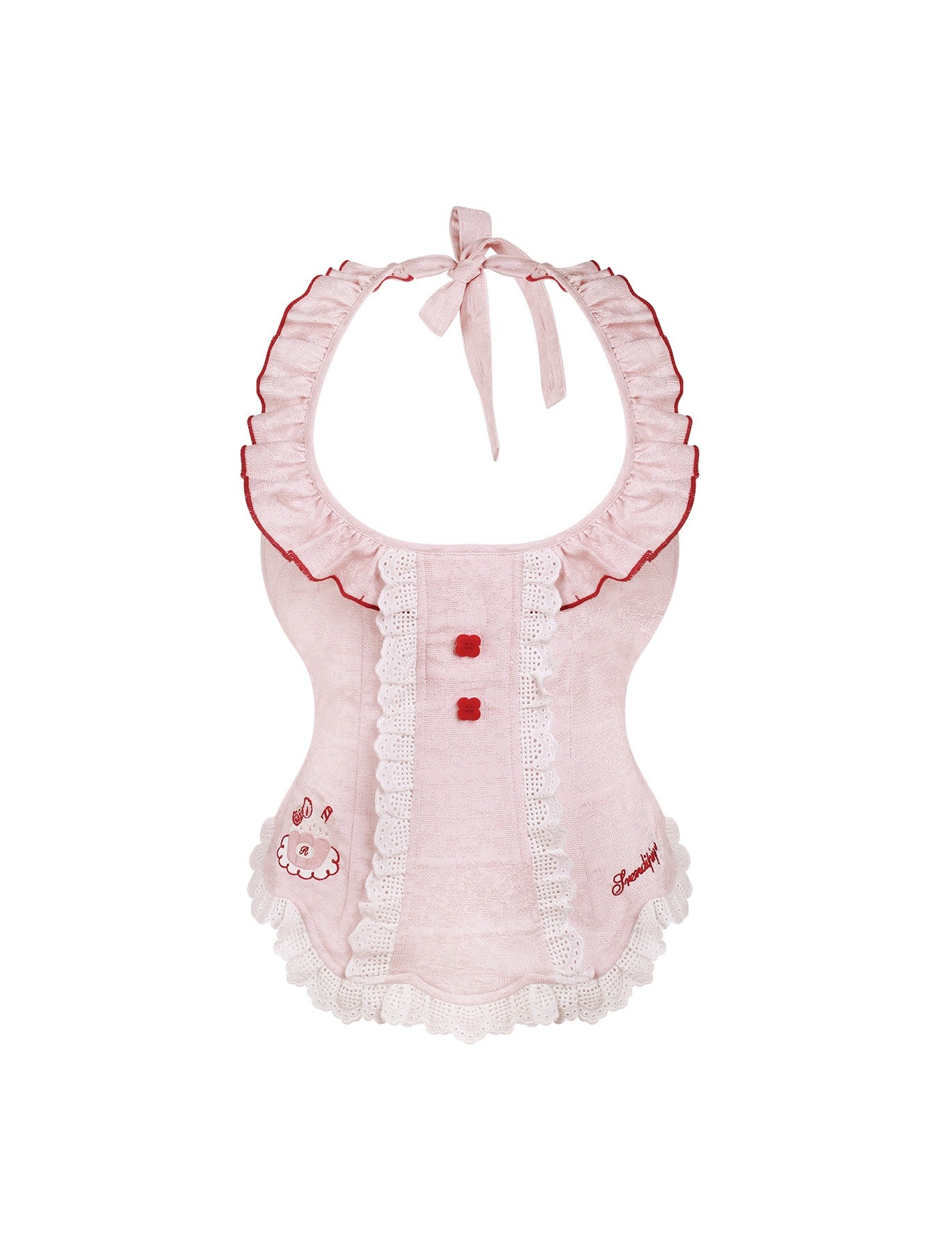 Polka Dot Lace Bow Shirt/Apron/Skirt SER0168
