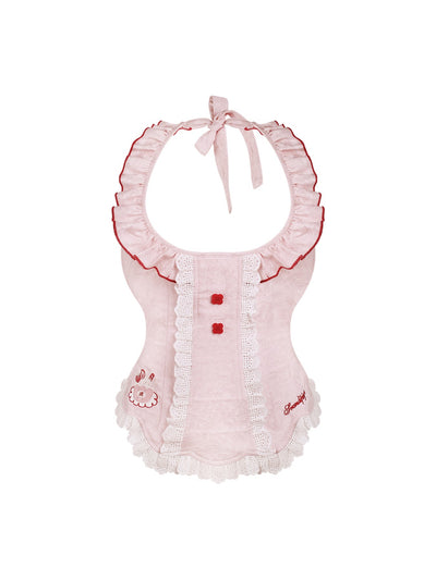 Polka Dot Lace Bow Shirt/Apron/Skirt SER0168