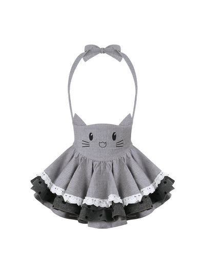 Gray Cat Doll Suspender Skirt/Lace Top/Cape SER0194
