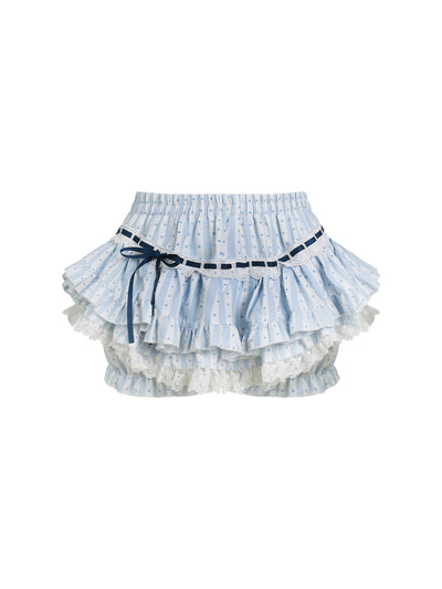 Striped Bow Shirt/Lace Cake Skirt SER0177