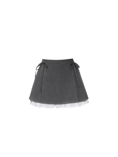 Contrast Color Tie Short Top/Skirt FRA0349