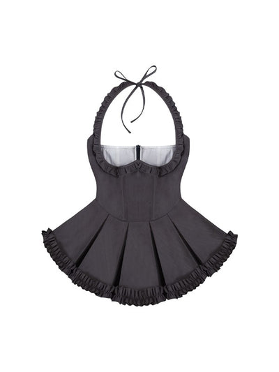 Puff Sleeve Bow Shirt/High Waist Skirt SER0189