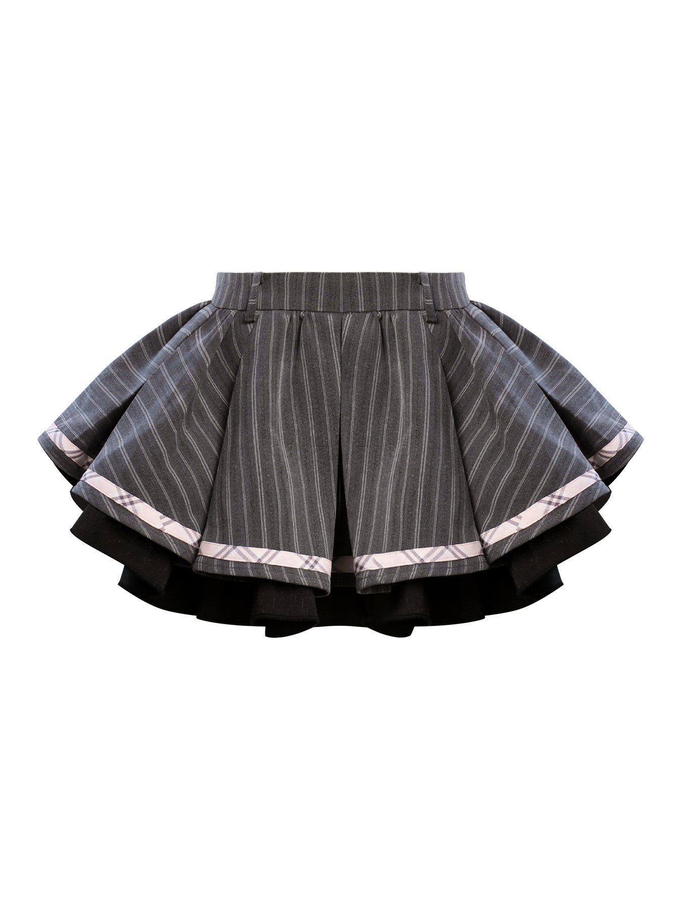 Lace Plaid Top/Gray Striped Skirt SER0152