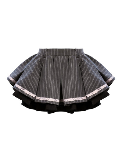 Lace Plaid Top/Gray Striped Skirt SER0152