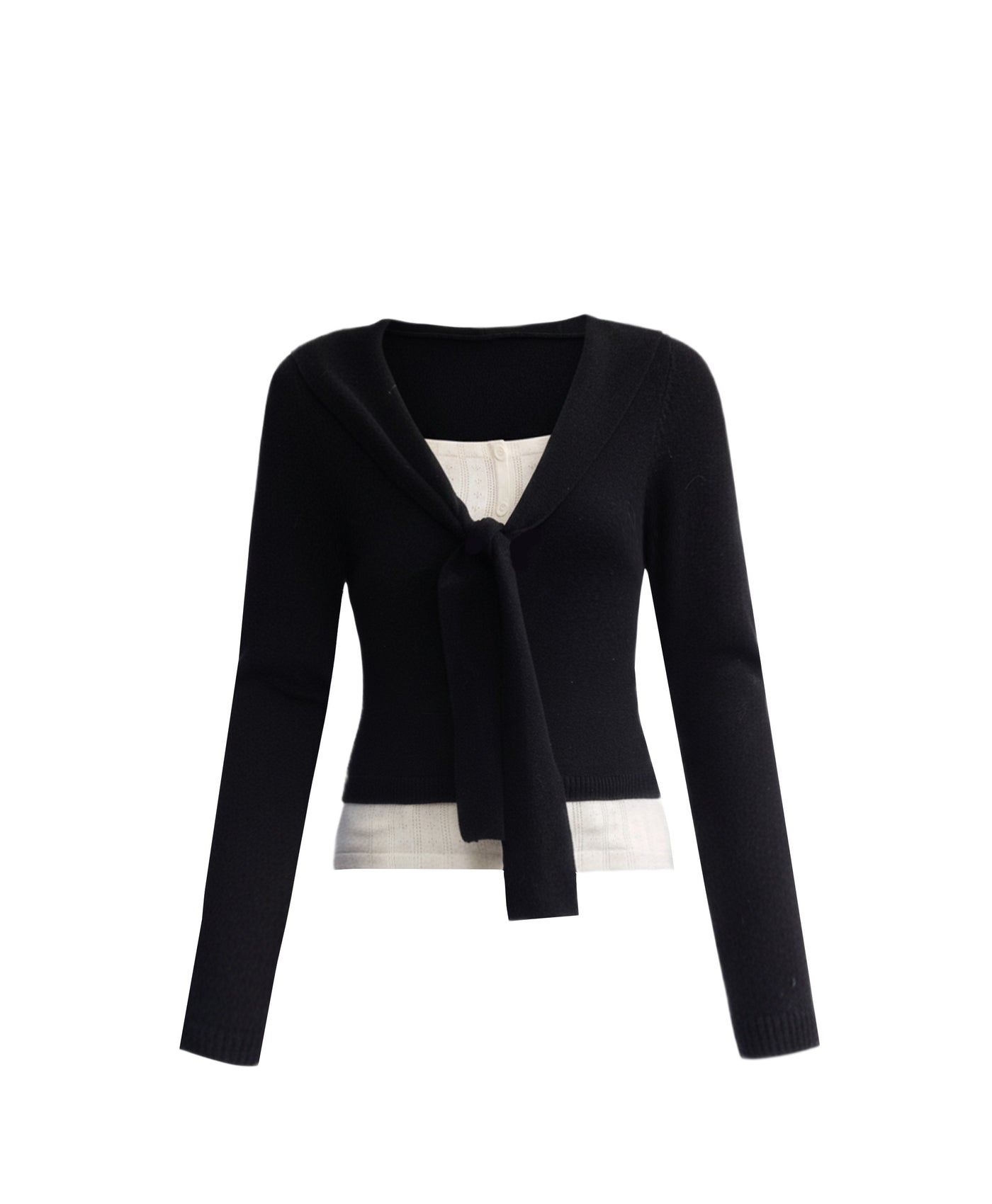 Fake Two Piece Tie Short Sweater FRA0507