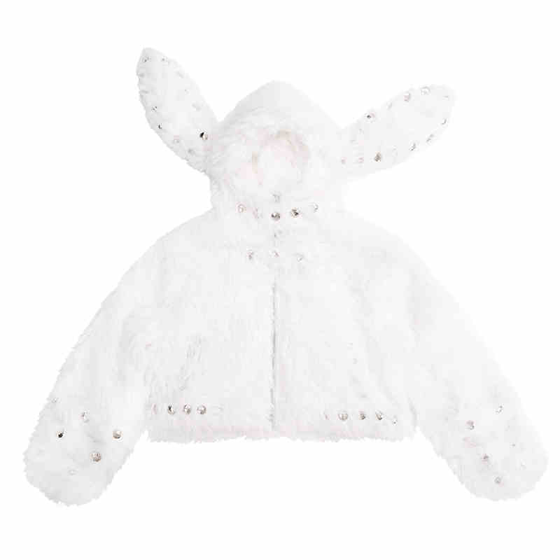 Rivet Rabbit Ear Fur Short Jacket CFI0068