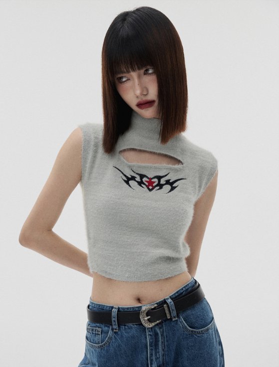 新品 Y2K D&G ドルチェ&ガッバーナ 変形 ノースリーブニット 新品】ドルチェ&ガッバーナ ニットノースリーブトップス Size40