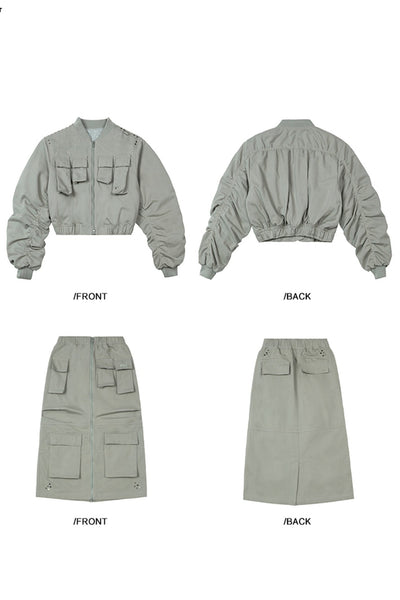 Bomber Jacket and Pocket Midi Skirt EZE0122