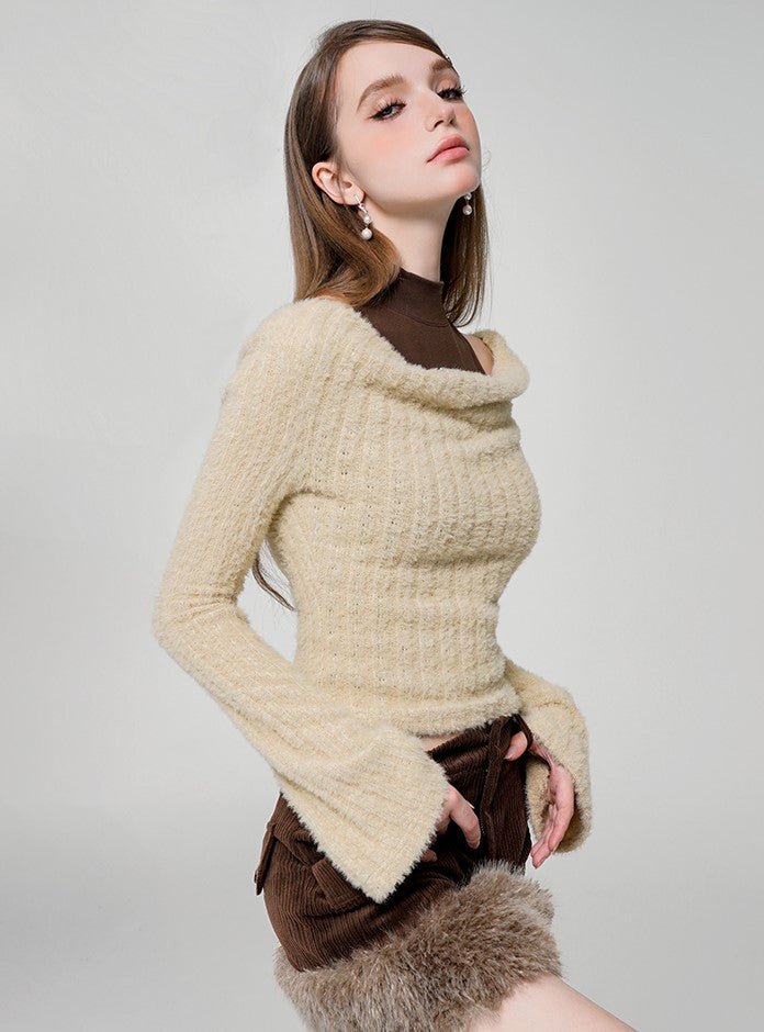 Swing Collar Waist Slimming Soft Fine Plush Sweater WAE0018