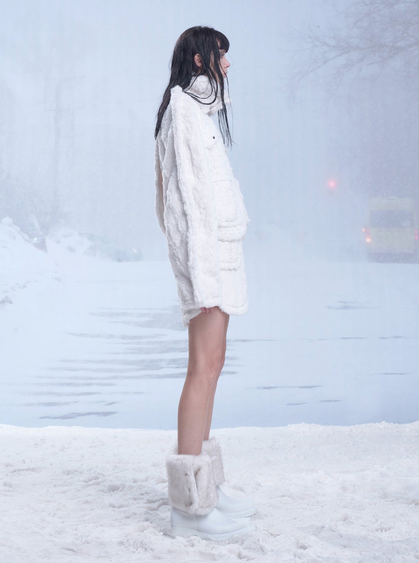White Fluffy Fur Jacket/Skirt ANS0021