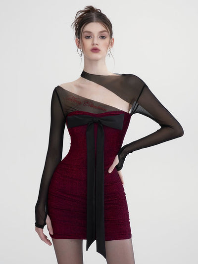 Tight-fitting Mesh Stitching Dress WOO0055