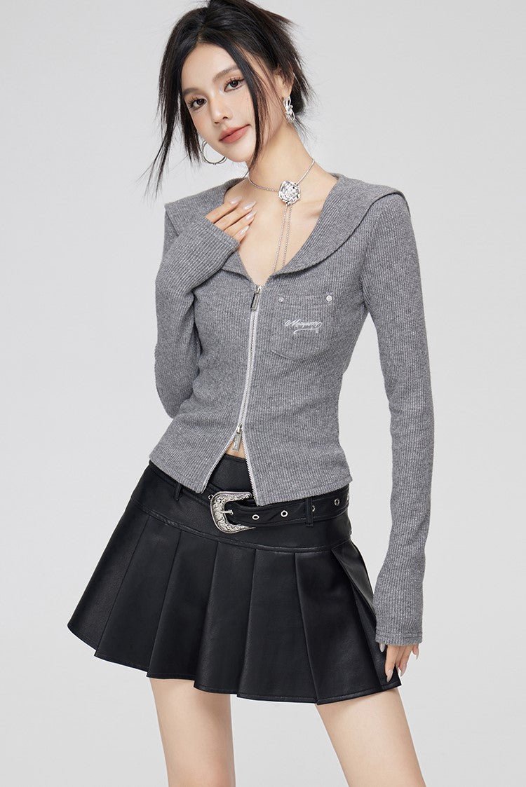 Korean Style Navy Collar Waist Slimming Sweater MAC0004