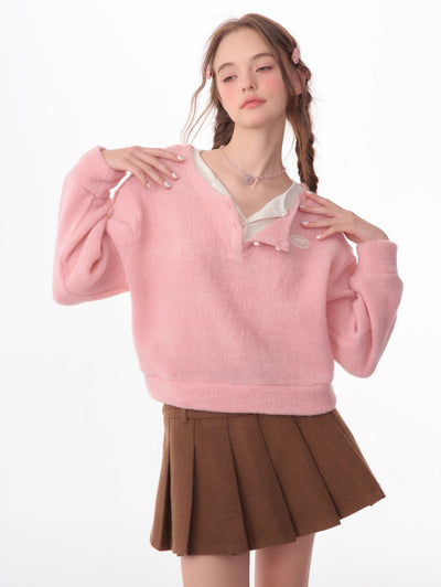 Lazy Style Fake Two-piece Slim Sweater ZIZ0058