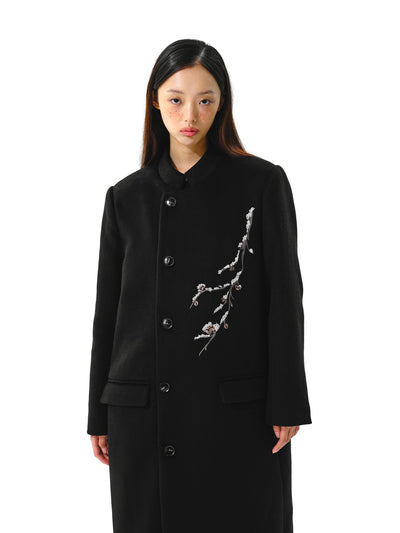 Chinese Style Wintersweet Embroidery Woolen Coat LOU0006