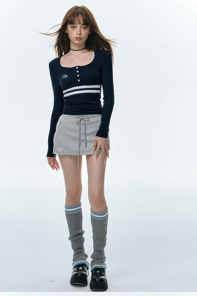 Thin Sweater Striped Slim Fit Long-sleeved Top T-shirt CUR0053