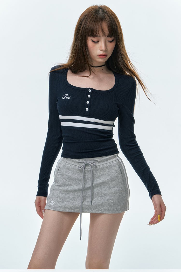 Thin Sweater Striped Slim Fit Long-sleeved Top T-shirt CUR0053