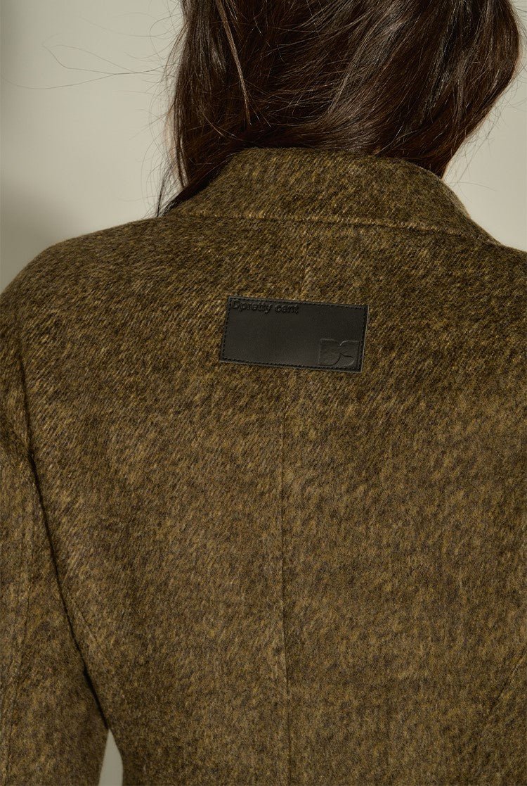 Fur Collar Waist Mid-length Woolen Coat DPR0022