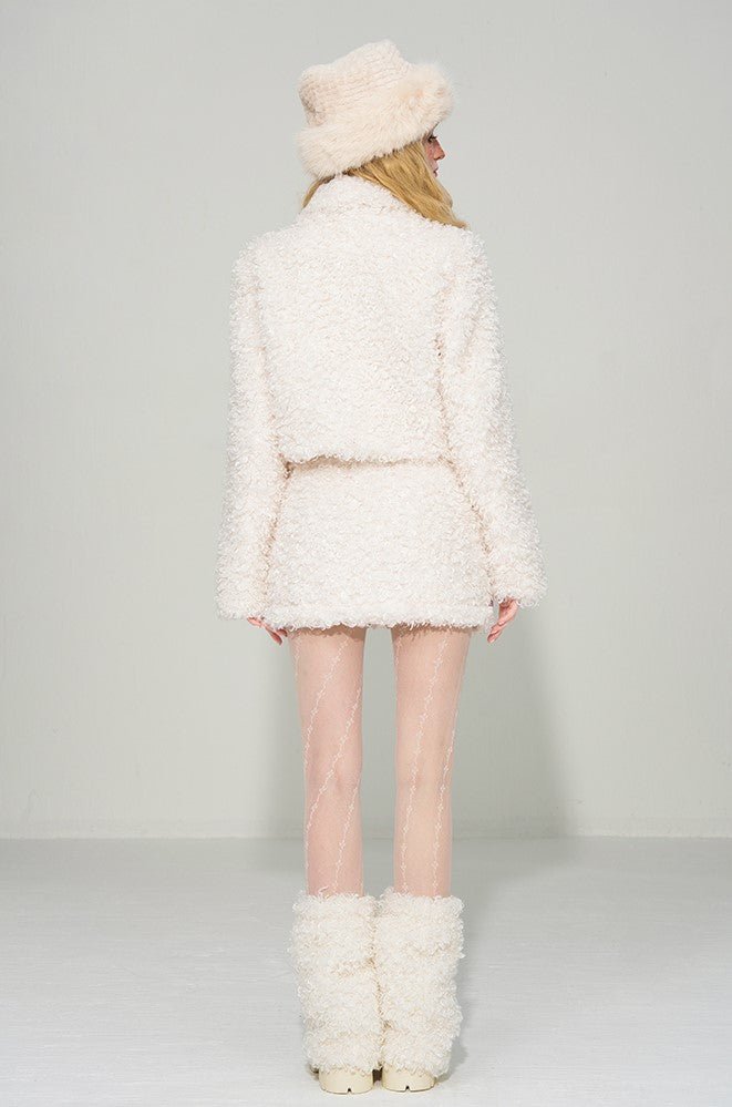 White Lamb Wool Jacket/Skirt/Leg Warmers WAE0014
