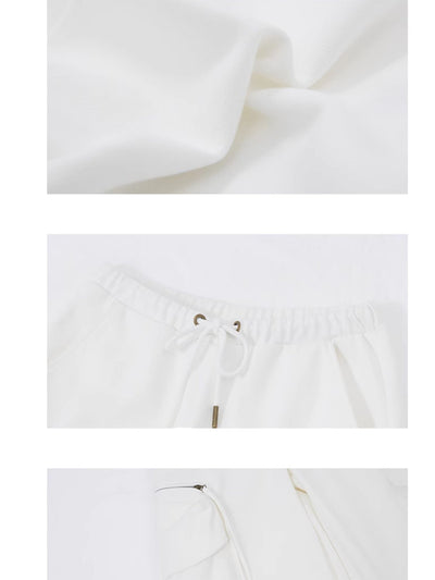 White Cargo Pants and White Full-Zip Hppdie RUN0020