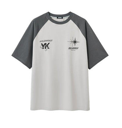 アメリカンレトロプリントバイカラーTシャツ KIN0071