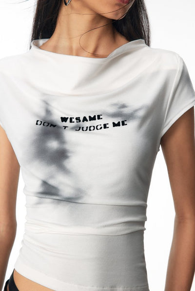 レタープリントルーズモックネックTシャツ WES0070