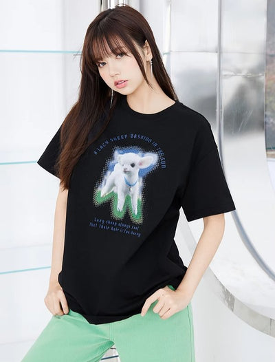 アニマルプリントカジュアルTシャツ MEE0091