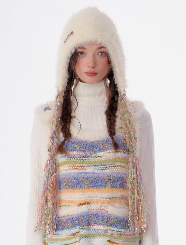 Cold-proof Colorful Braid Thickened Velvet Knitted Hat ZIZ0001