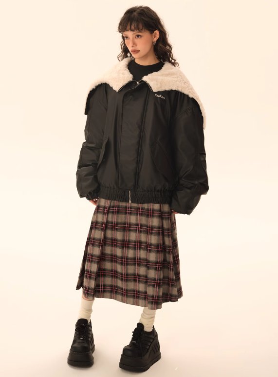 Fur Hooded Leather Down Jacket EZE0128 – Young Social Club.