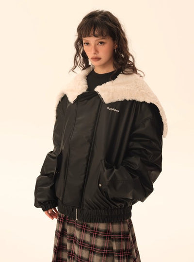 Fur Hooded Leather Down Jacket EZE0128